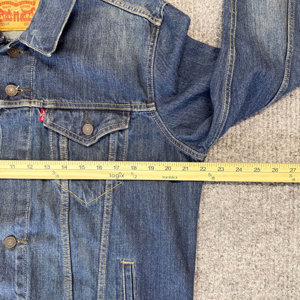 Levis 72334 Mens Denim Trucker Jacket Medium Wash Blue Jean Jacket Size L - Picture 6 of 12